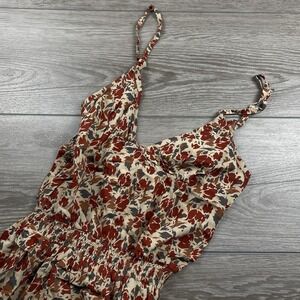 Pampelone Women's Rayon Alisee Midi Dress Beige Red Floral Small New